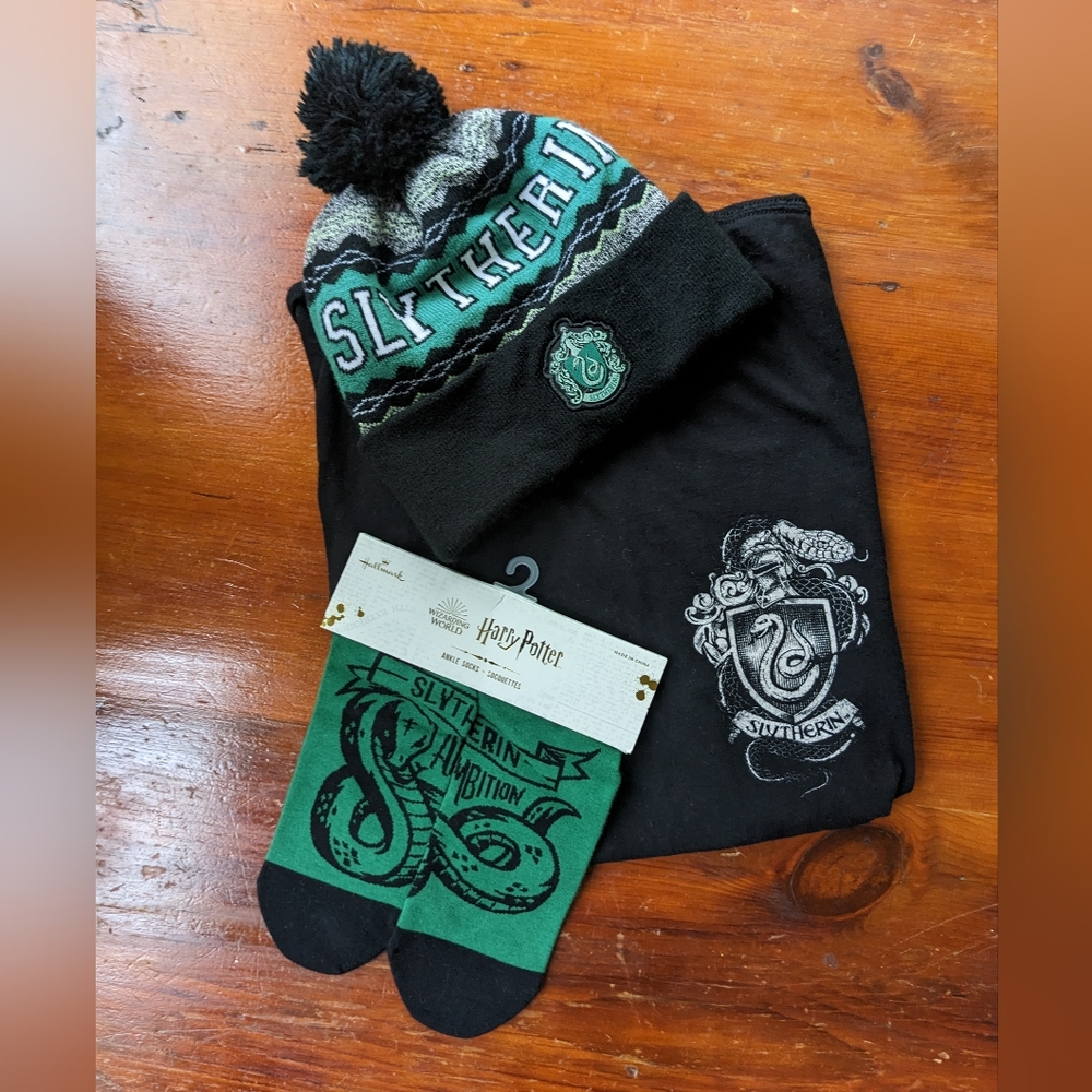 Harry Potter Slytherin set - Officially Licensed - includes socks, hat, & shirt